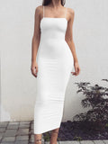 Robe Longue Dos Nu à Bretelles – Stretch, Sexy & Club Été