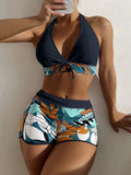 Bikini Taille Haute à Lacets – Style Européen, Imprimé Floral