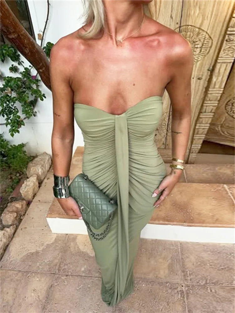Robe Bustier Élégante Femme – Froncée, Moulante & Chic Soirée