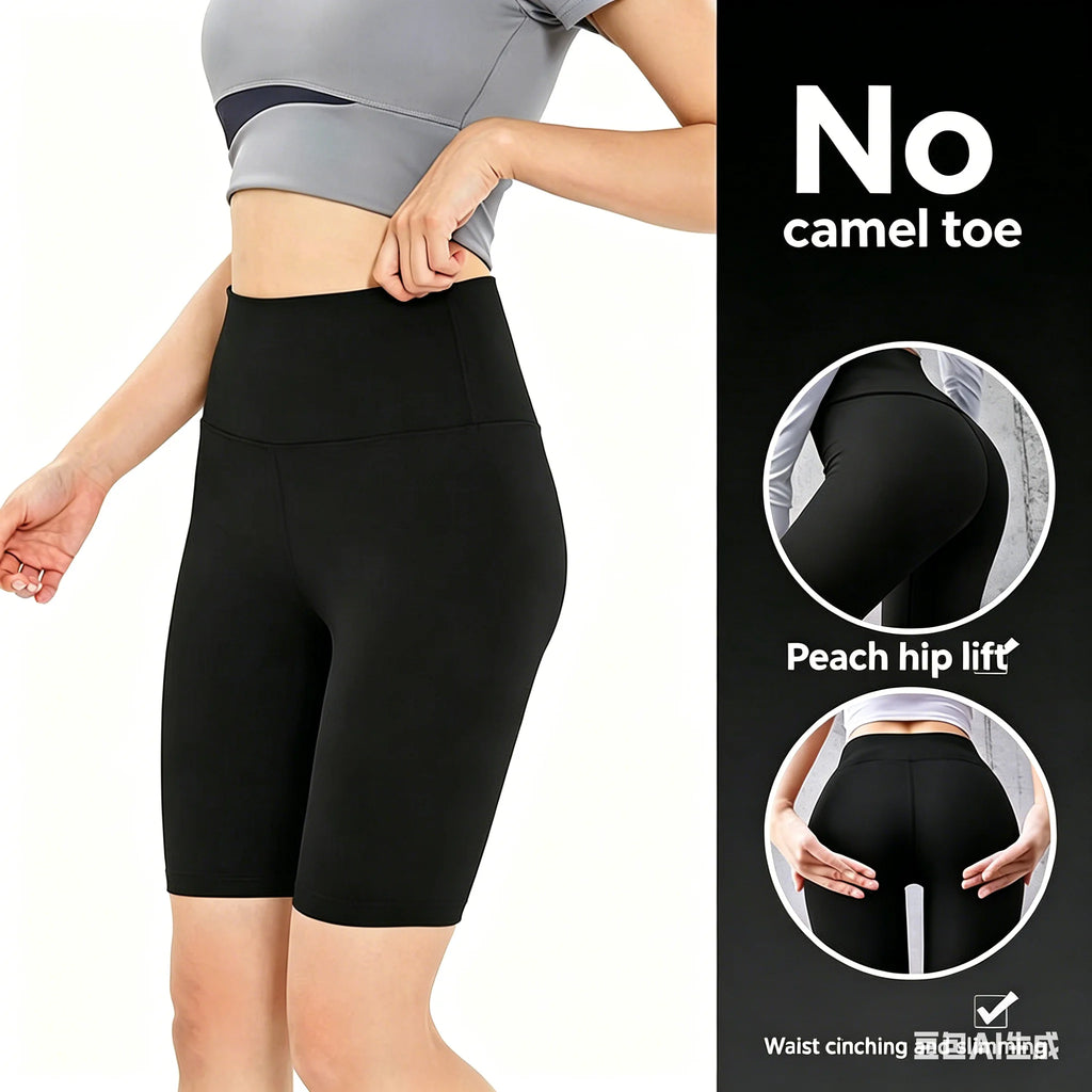 Short Yoga Taille Haute Femme – Gainant, Respirant & Push-Up
