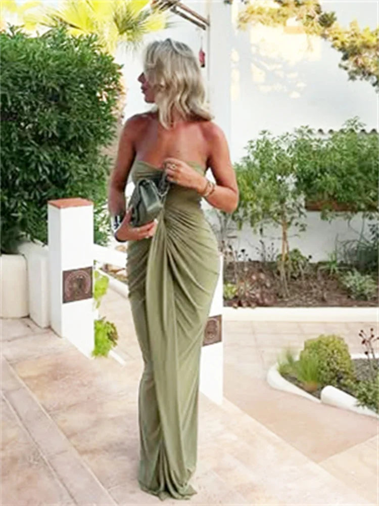 Robe Bustier Élégante Femme – Froncée, Moulante & Chic Soirée